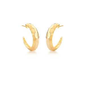 Meia  Argola Texturizada Lisa Banho 18k - Imagem 1