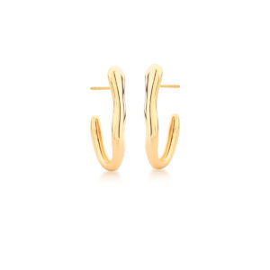 Meia Argola Curva Lisa Banho 18k - Imagem 2