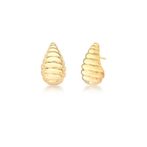 Brinco De Gota Texturizado Curvo Liso Banho 18k - Imagem 1