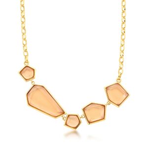 Colar Geometrico Com Cristais Banho 18k - Imagem 3
