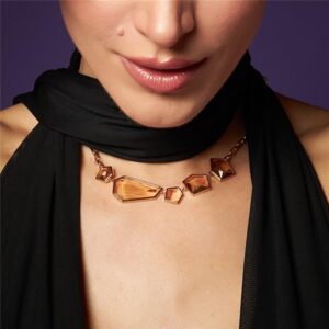 Colar Geometrico Com Cristais Banho 18k - Imagem 1