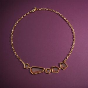 Colar Geometrico Com Cristais Banho 18k - Imagem 2