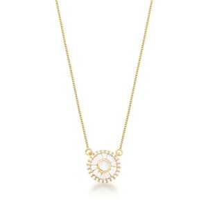 Colar Com De Pizza Baguetes Com Cristal E Zircônia Banho 18k - Imagem 1