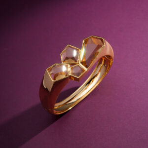 Bracelete Geometrico Com Cristal Banho 18k - Imagem 2