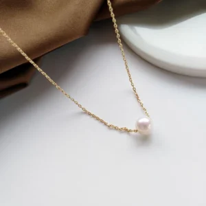 Colar Com Pérola 45cm+5cm no Banho 18K - Imagem 1