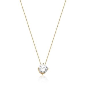 Conjunto Brinco E Corrente Com Pingente Redondo De Zircônia Banho 18k - Imagem 2