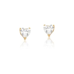 Brinco Cristal de Coração 6mm Banho 18k - Imagem 1