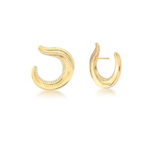 Brinco Curvo Cravejado Com Zircônia Banho 18k - Imagem 3