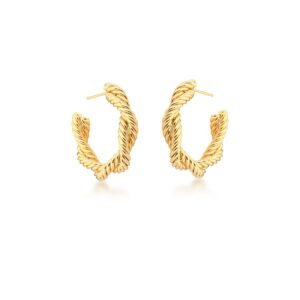 Meia Argola Trançada Lisa Banho18k - Imagem 1