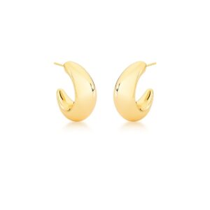 Meia Argola Abaulada Oval Lisa Banho 18k - Imagem 2