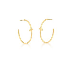 Brinco Meia Argola Com Nó Lisa Banho 18k - Imagem 1