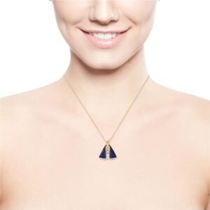 Colar N. Senhora Aparecida Cravejada Com  Zircônia Safira 45cm+5cm Banho 18k - Imagem 1