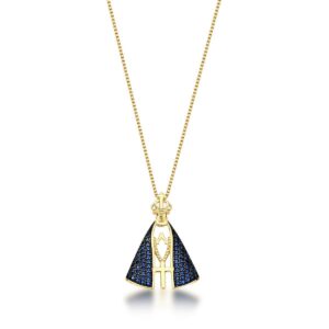 Colar N. Senhora Aparecida Cravejado Zircônia 45cm+5cm Banho18k - Imagem 1