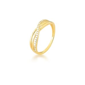Anel Curvo Cravejado Com Zircônia n.18 Banho 18k - Image 1