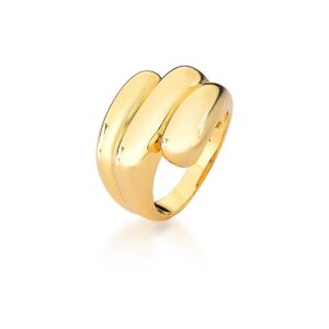 Anel Três Fileiras Lisa n.16 Banho 18k - Imagem 2