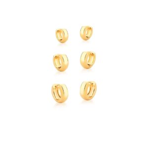 Kit Argolas Lisa 3mm, 4mm, 5mm Banho 18k - Imagem 1