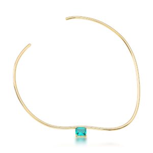 Gargantilha Aro Com Cristal Retangular Banho 18k - Imagem 2