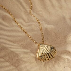 Colar Com Pingente Com Concha Lisa Banho 18k - Imagem 3