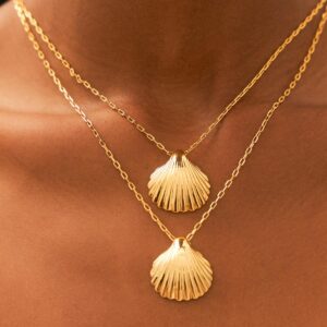 Colar Com Pingente Com Concha Lisa Banho 18k - Imagem 1