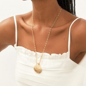 Colar Com Pingente Com Concha Lisa Banho 18k - Imagem 1