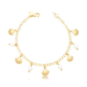 Pulseira Concha Com Pérola Banho 18k - Imagem 1