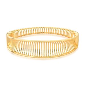 Bracelete Curvo Vazado Texturizado Banho 18k - Imagem 4