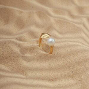 Anel de Concha Com Pérola Shell n.14 banho 18k - Imagem 3