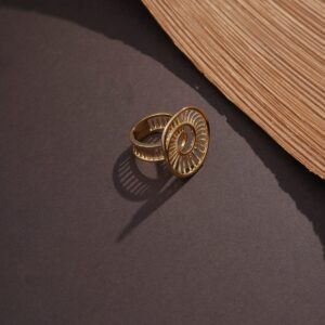 Anel Oval Vazado Texturizado N.18 Banho 18k - Image 3