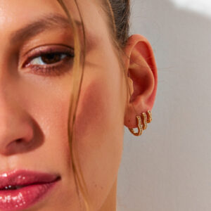 Argola Coração Cravejado Zircônia 2 Fileiras P Banho 18k - Imagem 1